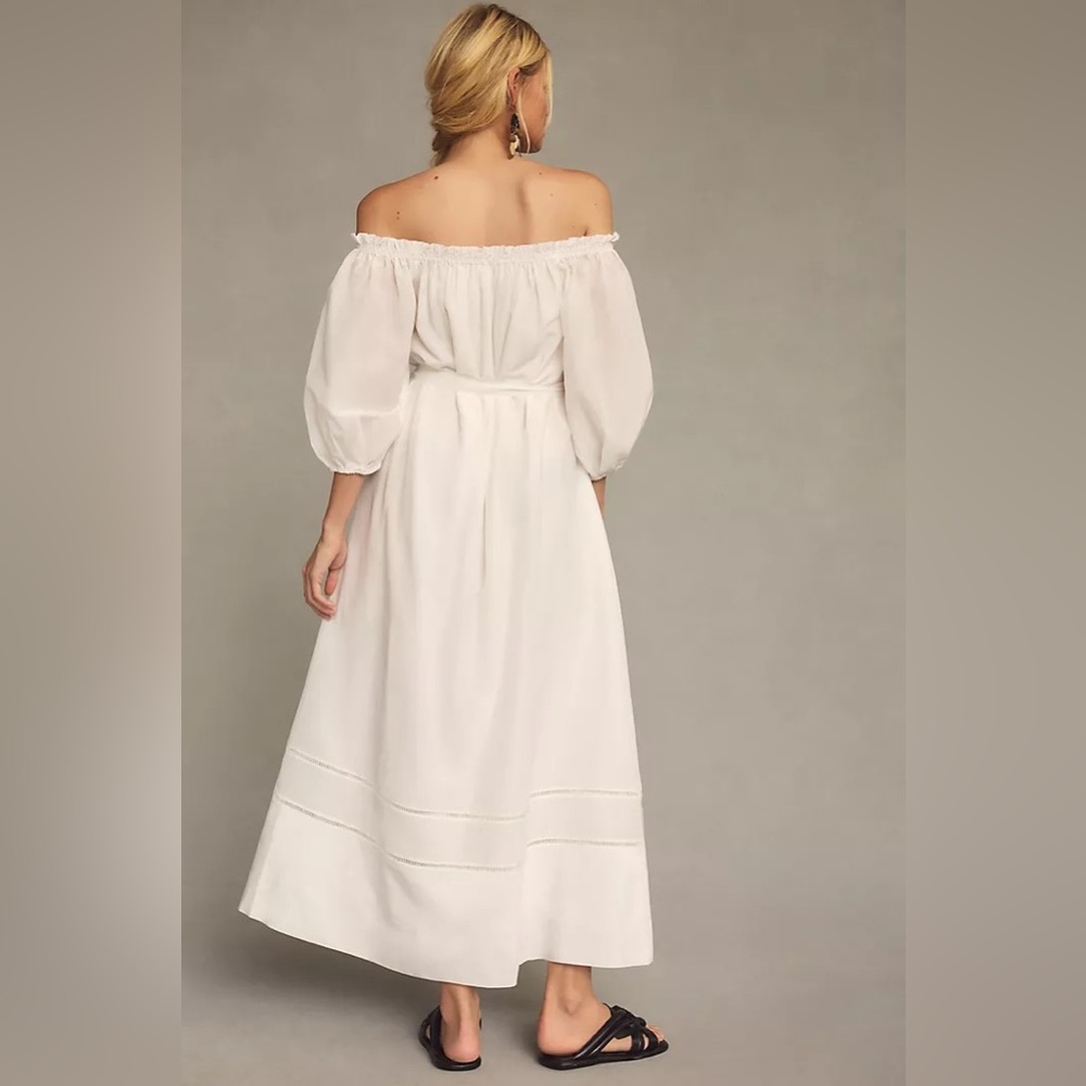 Anthropologie Off-The-Shoulder Silk Peasant Dress - Picture 3 of 15